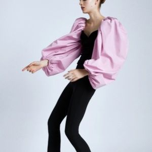 NWT Zara Pink Sleeved Statement Contrast Top Sz. M